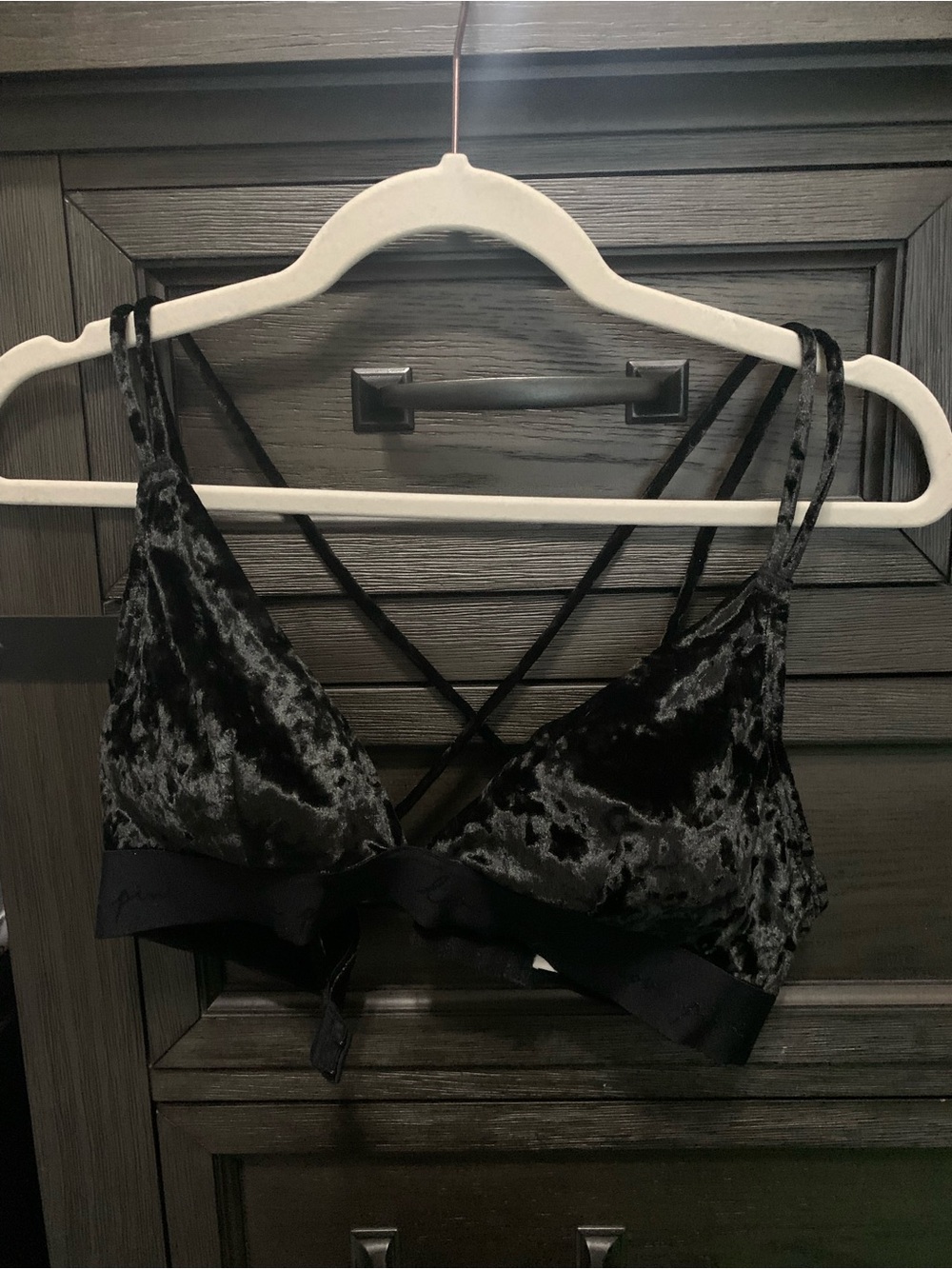 Victoria's Secret Crushed Velvet Bralette in Black